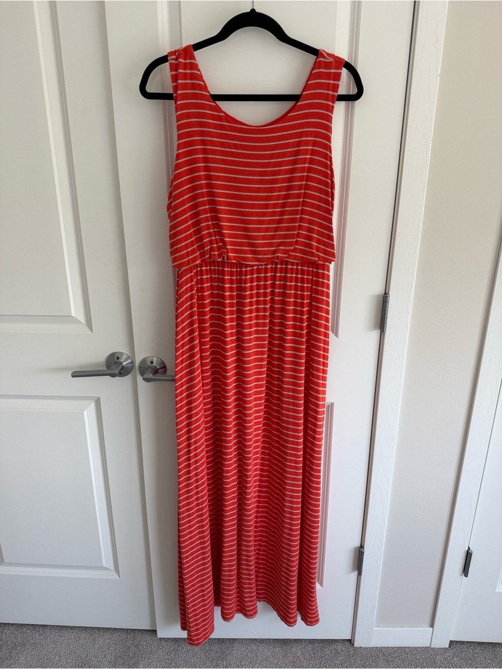 Apt. 9 Coral and White Striped Sleeveless Maxi Dress